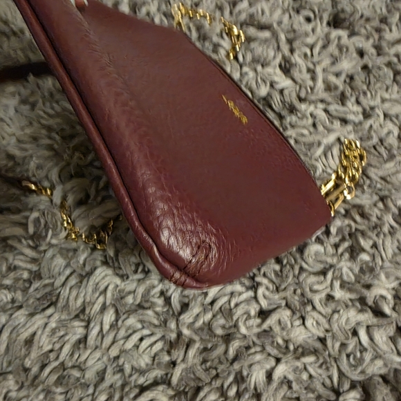 Lodis Burgundy Leather Crossbody with Gold Chain - Picture 6 of 8